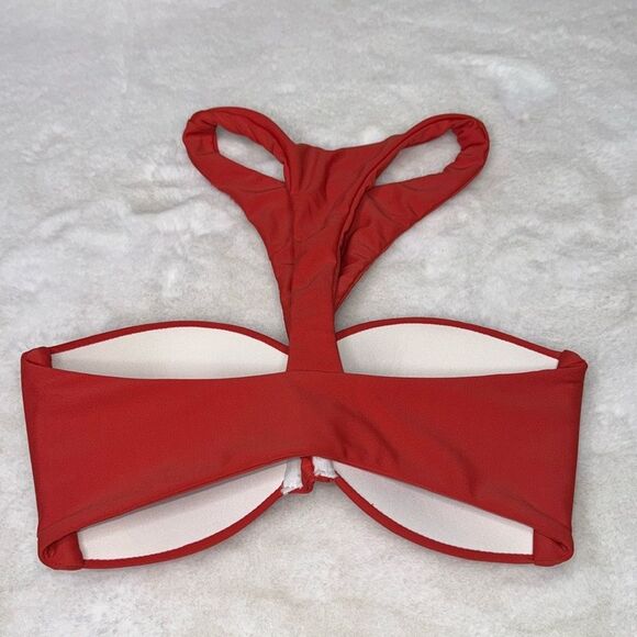 MIKOH Padded Bandeau High Neck Bikini Top Red Size Small - Picture 4 of 6